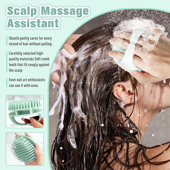 Scalp Massager Shampoo Brush,Scalp Dandruff Removal with Soft Silicone Bristles,Wet & Dry Scalp Care Head Scrubber Hair Washing,Hair Brush for Scalp Exfoliator,Comfortable for All Hair Types,Blue