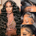 32 Inch Body Wave Lace Front Wigs Human Hair 13x4 HD Transparent Lace Front Wigs for Black Women Glueless Frontal Wigs Human Hair 200 Density Pre Plucked