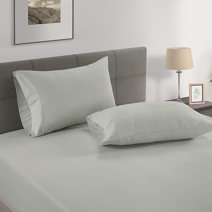 Lane Linen 100% Organic Cotton King Size Pillow Cases Set of 2 (20''x36'') Pillow Cases King Size Certified Organic Cotton Pillowcases King Pillow Case Set of 2 Sage Green Pillow Cases Mineral