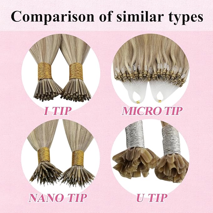 YoungSee Micro Link Hair Extensions Human Hair Blonde Microbead Hair Extensions Human Hair Golden Blonde Highlight Micro Ring Hair Extension 18In 50g 50s Beads Hair Extension Remy Hair for Wedding