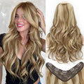 ALXNAN Long Wavy Hair Extensions for Women, Clip in Hair Extensions Clip Ins Soft Full Head Synthetic Hairpieces 20 Inch Light Brown Mixed Ash Blonde