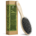 Natural Boar Bristle Hair Brush for Women, Men, Kids; Dry and Wet Detangling Hair Brush Gently Enhances Shine, Smooths Frizz and Prevents Breakage in Fine and Straight, Thick and Curly Hair (oval)