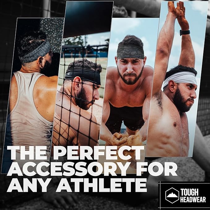 Tough Headwear Tough Outfitters Headband for Men - Mens Headbands - Working Out Sports Performance Head Bands - Athletic Cycling Running Sweat Band, Football Headbands - Sweat Bands Men/Women