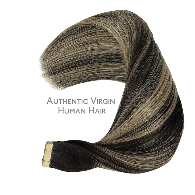 WENNALIFE Tape in Hair Extensions Human Hair, 20pcs 50g 24 inch Natural Black to Light Blonde Remy Hair Extensions Straight Human Hair Tape in Extensions Skin Weft Tape Extensions Human Hair