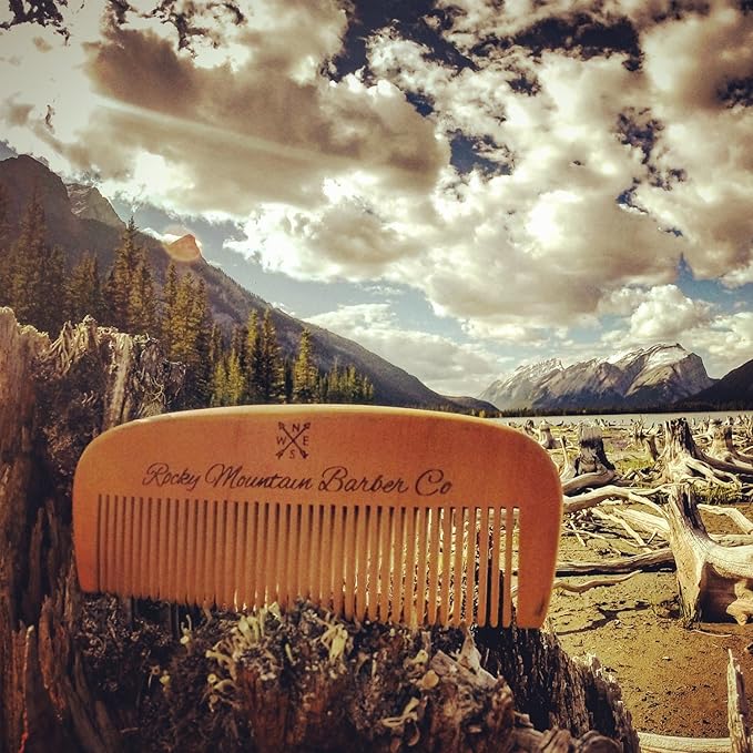 Hair Comb - Wood with Anti-Static & No Snag Handmade Brush for Beard, Head Hair, Mustache with Design in Gift Box