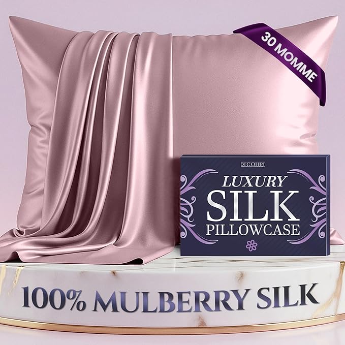 DECOLURE 100% Pure Mulberry Silk Pillow Case Standard Size – Highest Grade 30 Momme 6A+, Luxuriously Soft & Cooling Silk Pillowcase for Hair & Skin, Hypoallergenic, Breathable, Hidden Zipper (Coral)
