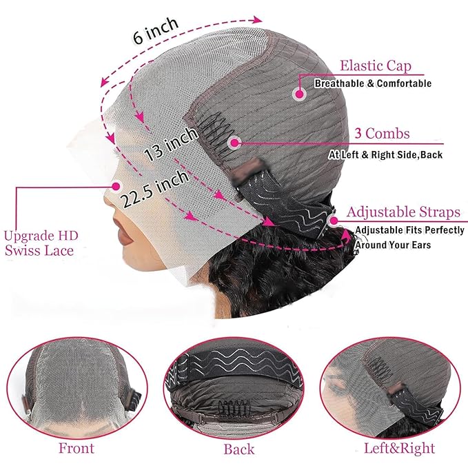 26 Inch Chocolate Brown Deep Wave Lace Front Wigs Human Hair Pre Plucked 200% Density 13x6 HD Lace Frontal Wigs with Baby Hair Deep Curly Wet and Wavy Glueless Wigs for Women (4# Brown, 26 Inch)