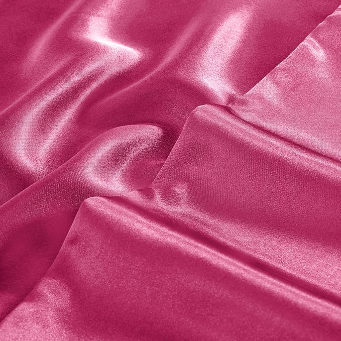 Aormenzy Satin Pillow Cases for Women King Size Set of 2, Hot Pink Satin Pillowcase for Hair with Envelope Closure Silky Pillow Covers Wrinkle, Fade Resistant (20x40 Inches)