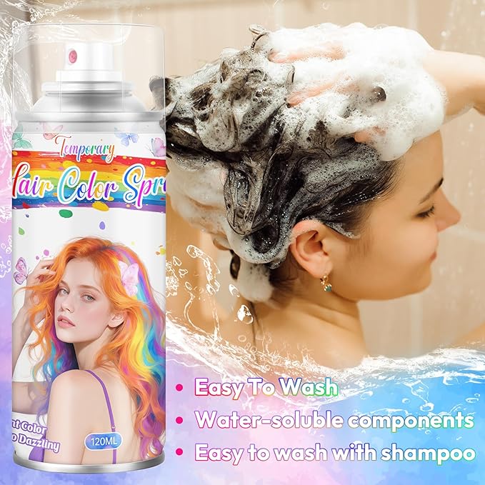 Red Temporary Hair Color Spray for Kids & Women- Washable Root Touch Up Hair Dye, Non-Sticky Hair Wax for Christmas,Cosplay,Parties (120ML, Red)