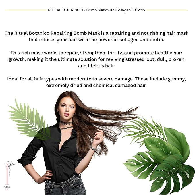 Ritual Botánico Keratina Orgánica | Treatment to Straighten, Repair and Relax Hair | Natural, Organic & Vegan | Product of Colombia | Mascarilla Bomba, 400 ml/13.52 Fl Oz