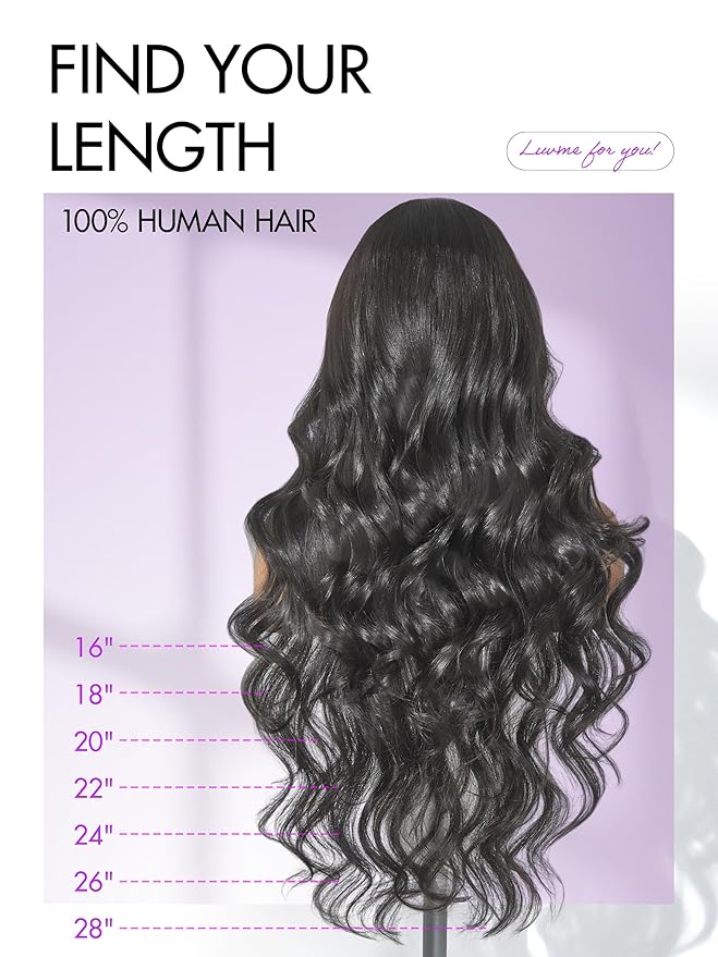 LUVME HAIR All-Day Comfort Real Glueless 7x6 HD Lace Wig 200% Density Hair PartingMax Lace Wigs Loose Body Wave Lace Front Wigs Human Hair Pre Cut Plucked Lace Frontal16 Inches Natural Black Color