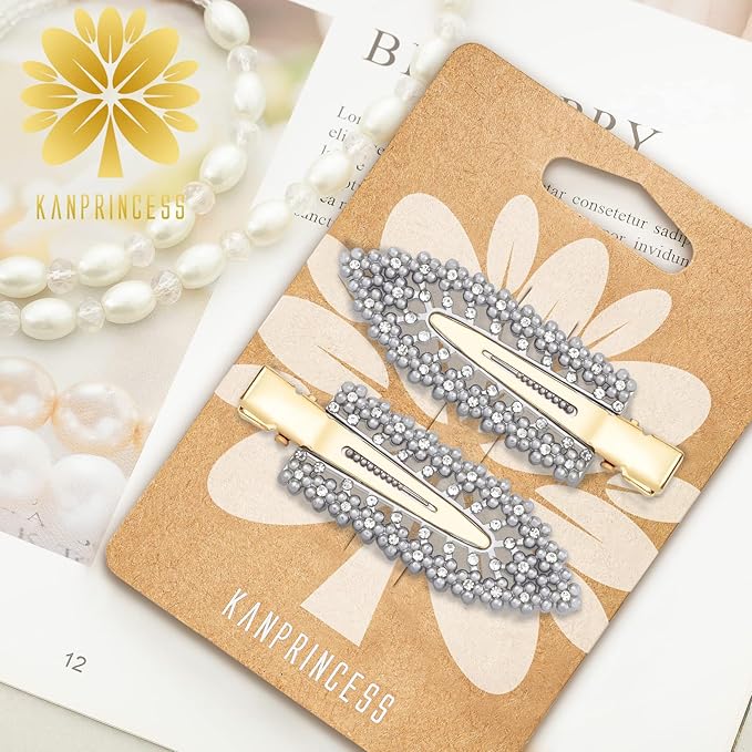 2PCS Rhinestone Hair Clips,Snap Hair Accessories,Decorative Hair Clips,Rhinestone Barrettes For Women Girls(SET21)