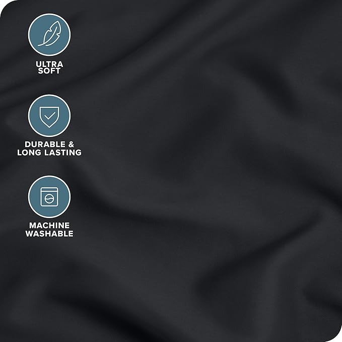 Bare Home Premium 1800 Ultra-Soft Microfiber Pillowcase Set - Double Brushed - Hypoallergenic - Wrinkle Resistant (Standard Pillowcase Set of 2, Black)