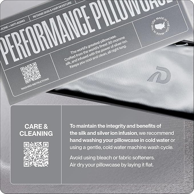 Dream Recovery Performance Silk Pillow Case with Zipper - 100% Silver Mulberry Silk Pillowcase for Hair and Skin - Naturally Cooling and Moisturizing - King Size - Slate