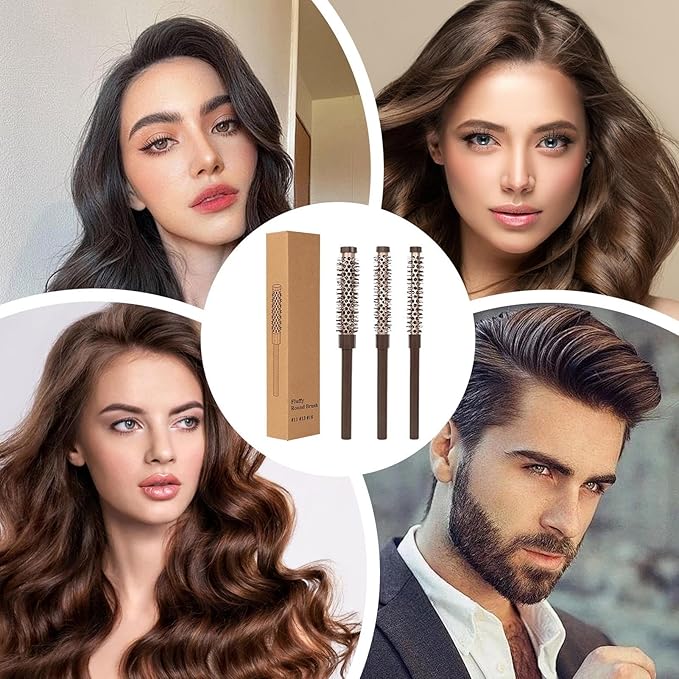 Volume Wand - Round Blow Dry Brush for Hair Styling | Compact Barrel Set with Heat-Resistant Bristles, Lightweight Frame for Bang Shaping, Beard Grooming, Root Lifting and Fringe Curling