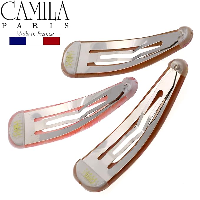 Camila Paris CP2932 French Hair Barrettes Clips, Snap Hair Slides Clic Clac for Women, Styling Girls Side Slide-in Metal Snap Pin Hair Accessories for Women. Strong Hold, No Slip Grip, Made in France