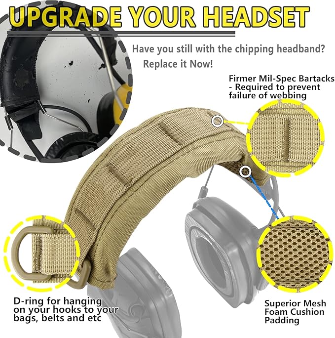 PROHEAR HC01 Headset Cover Tactical Advanced Earmuffs Modular Cover Fit for 3M WorkTunes Peltor Howard Leight Impact Walkers Razor - Desert