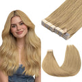 GOO GOO Tape in Hair Extensions Human Hair, 7 Bronde, 24inch 100g 40pcs, Skin Weft Seamless Invisible, Silky Straight with Thick Ends, Remy Human Hair