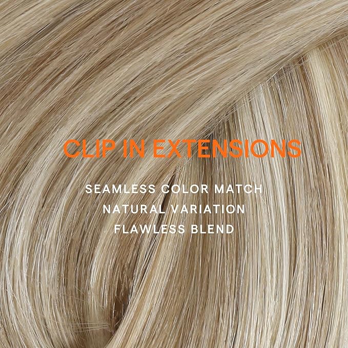 Full Shine Clip on Human Hair Extensions Blonde 14 Inch Hair Extensions Clip ins Real Human Hair Golden Blonde Highlights Light Blonde 120 G 7 Pcs
