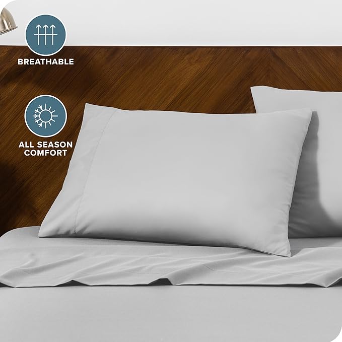Bare Home Microfiber Pillow Cases - Standard Size Set of 2 - Cooling Pillowcases - Double Brushed - Easy Care - Envelope Closure (Standard Pillowcase Set of 2, Cloud Grey)