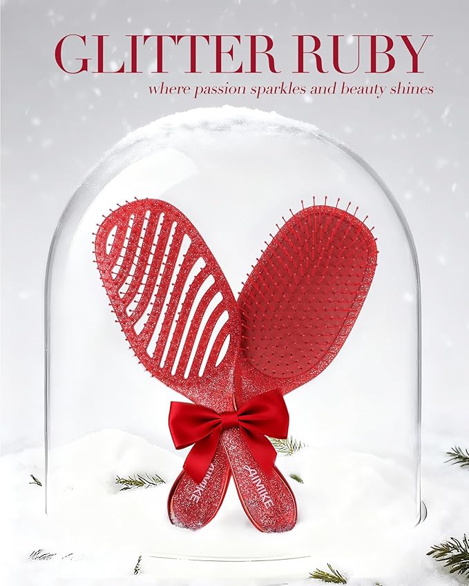 Christmas Gift for Women & Teen Girls, Stocking Stuffers – AIMIKE 2pcs Painless Detangler Hair Brush Set with Soft Bristles, Extra Gentle Wet & Dry Brush for Fine or Sensitive Hair