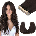 GOO GOO Tape in Hair Extensions Human Hair, 2A Light Brown, 22inch 100g 40pcs, Skin Weft Seamless Invisible, Silky Straight with Thick Ends, Remy Human Hair