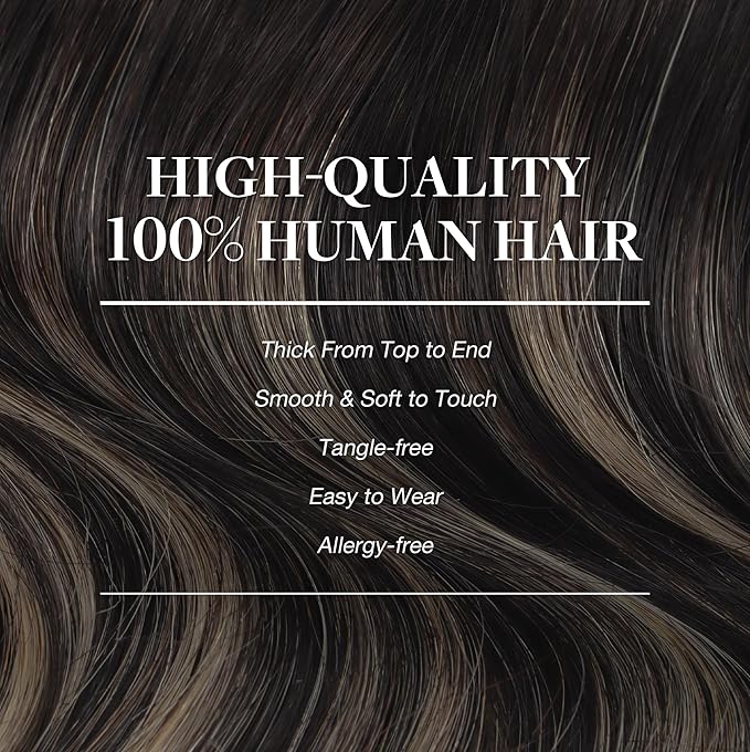 GOO GOO Clip in Hair Extensions Real Human Hair, Remy Human Hair Extensions Clip ins for Women, Natural Human Hair, 16inch 120g 7Pcs, 1B/16/1B Balayage Natural Black to Light Blonde