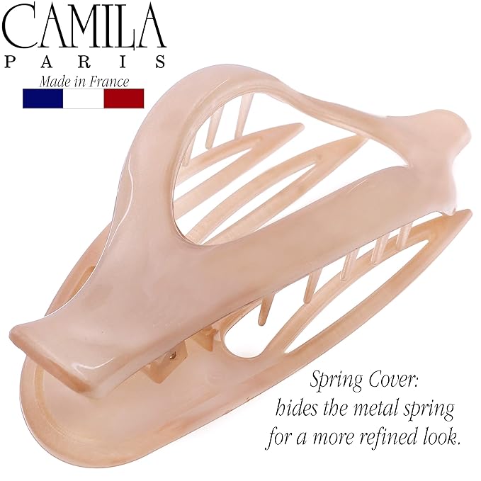 Camila Paris CP2399 French Hair Clips, Large Side Slide Hair Clips for Long Curly Wavy Hair, Strong Hold No Slip Grip, Girls Hair Claw Clips for Women, Styling Girls Hair Accessories, Made In France