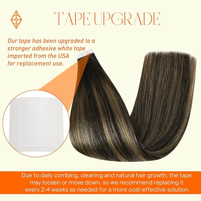 Full Shine Tape Hair Extensions Human Hair 12Inch Hair Extensions Tape in 30G Color 1B Off Black Ombre 27 Honey Blonde and 1B Straight Tape in Extensions Balayage Soft Remy 20Pcs for Daily Wear