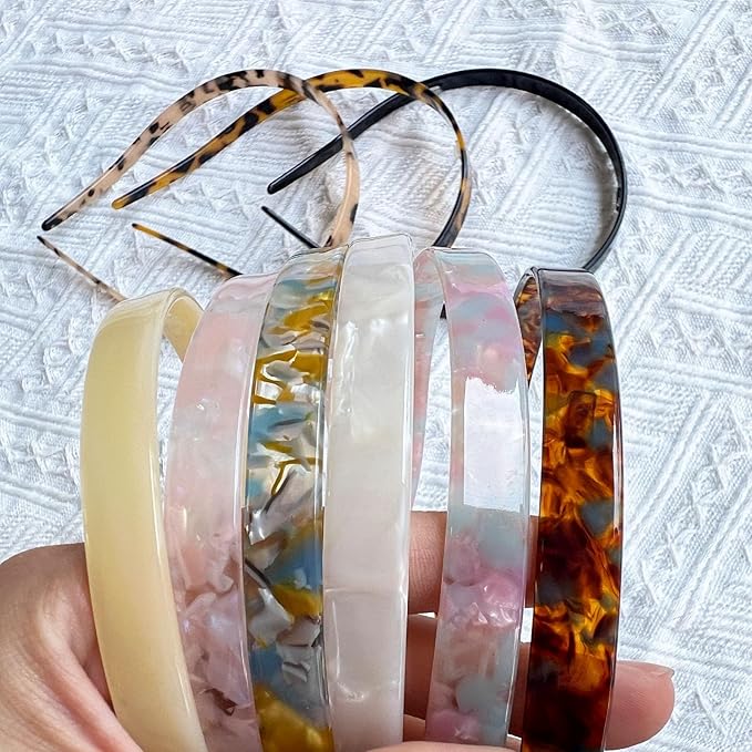 3 Pack Eyewear Headbands Comfortable Plain Hairbands for Women Designed for Glasses Wears Fashion Skinny Headbands(White,Purple,Brown)