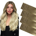 GOO GOO Invisi Edge Tape in Hair Extensions Human Hair, 9/60 Balayage Ash Brown to Platinum Blonde, 20pcs 24inch 50g, Virgin Remy Hair, Seamless Injected Tape, Natural Look