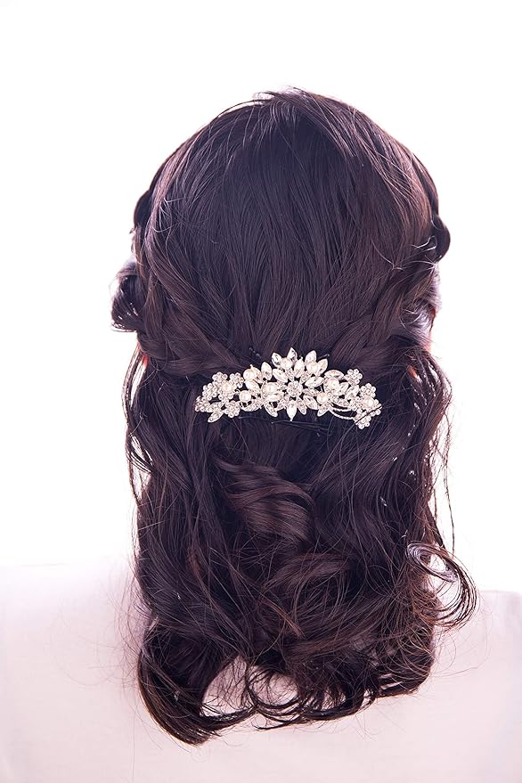 Crystal Wedding Hair Comb Bridal Hair Comb Pearl Wedding Headpiece Silver Hair Accessories