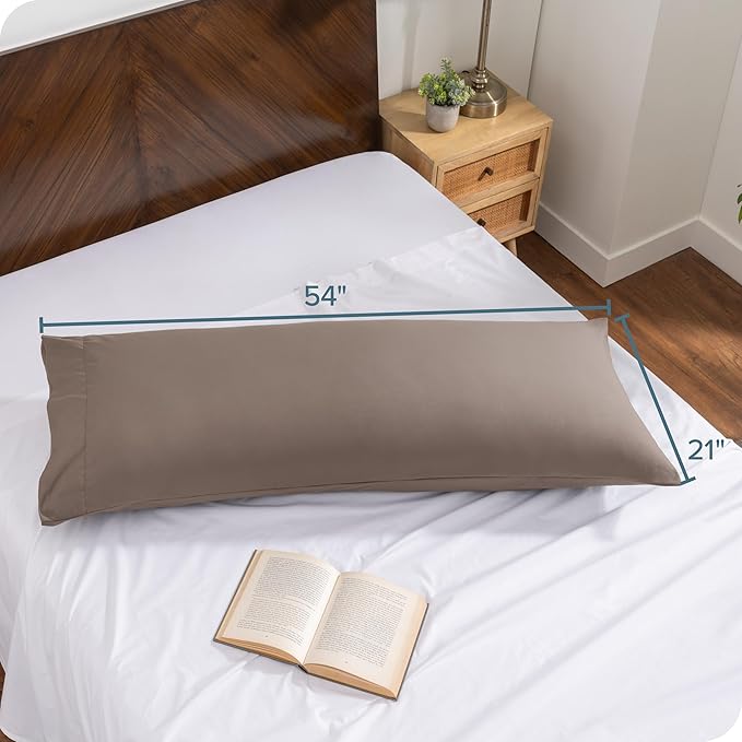 Bare Home Microfiber Body Pillow Cover with Envelope Closure Taupe