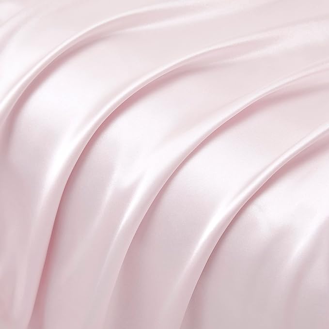 Blush Pink Satin Pillowcase Queen Size Set of 2 for Hair and Skin, Blush Pink Silk Pillowcase Breathable Pillowcase with Envelope Closure