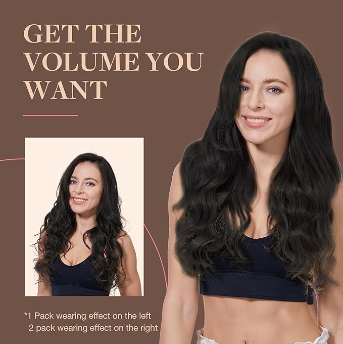 GOO GOO Clip in Hair Extensions Real Human Hair, Remy Human Hair Extensions Clip ins for Women, Natural Human Hair, 24inch 170g 7Pcs, #1B Natural Black