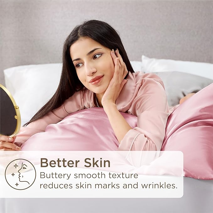 Bedsure Satin Pillowcase for Hair and Skin Queen - Pink Silky Pillowcase 4 Pack 20x30 Inches with Envelope Closure, Similar to Silk Pillow Cases, Gifts for Women Men