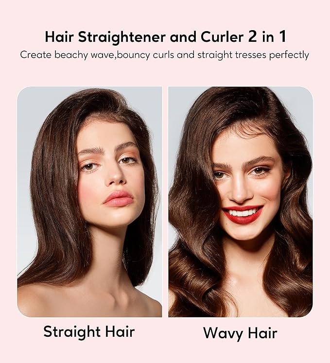 Terviiix Titanium Flat Iron Hair Straightener - ARC Non-Snagging for Smooth, One-Swipe Results, Salon-Grade Wide 1-3/4 Inch Straightening Iron Saves Time on Thick, Curly, Black & Natural Hair, Pink