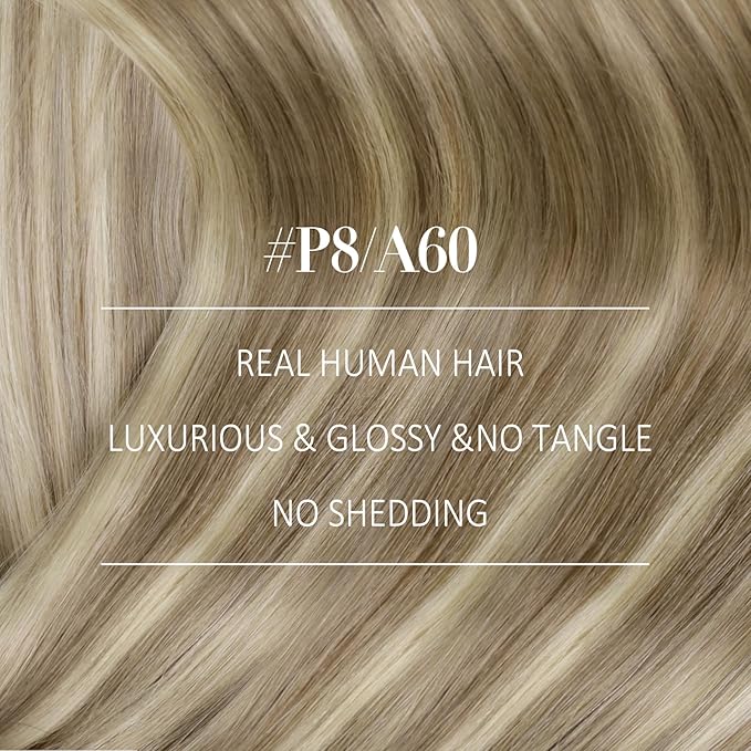 YoungSee Clip in Hair Extensions Real Human Hair Highlight Human Hair Extensions clip ins Light Brown Highlights with Blonde Clip in Hair Extensions Human Hair Silky Remy Hair 18In 120G 7Pcs