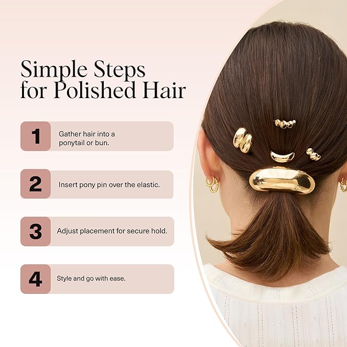 Kitsch Gold Hair Jewelry for Braids - Lightweight Metal Hair Pins for Women - Stackable Gold Hair Accessories for Everyday or Special Occasions | Ideal Gifts for Women - 3pc Set