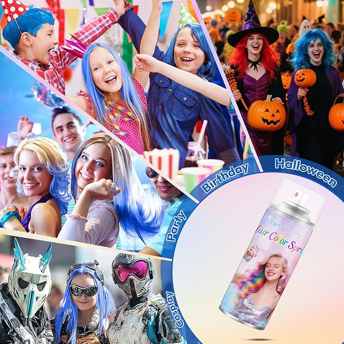 Purple Temporary Hair Color Spray - Washable & Non-Sticky Hair Dye for Halloween, Cosplay, Parties-Safe for Kids, Women & Men - Quick-Drying & Easy to Wash Out(120ml)