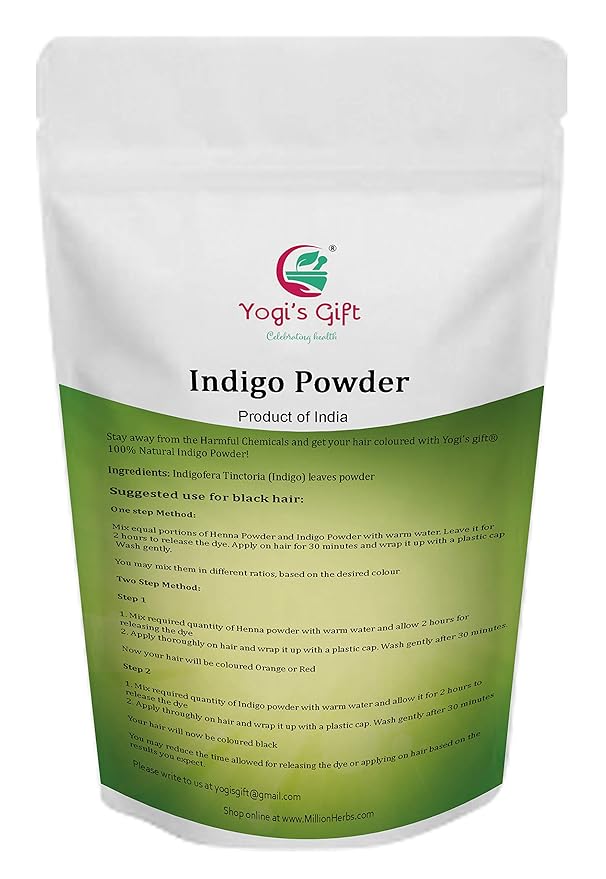 500 GRAMS | Indigo Powder for Hair (1.2 LB / 17.6 oz) | 100% Pure & Natural | Black Henna Dye | Ideal for Dark & Black Natural Hair color | Indigofera Tinctoria | Yogi’s Gift®