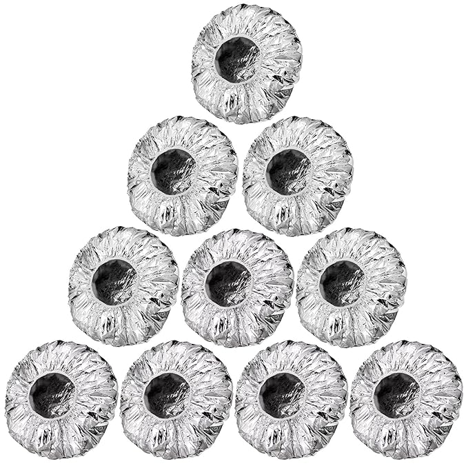 12 Pieces Deep Conditioning Caps Aluminum Foil Reusable Hair Processing Hair Coloring Shower Caps for Home Salon Use(16 Inch,Silvery)