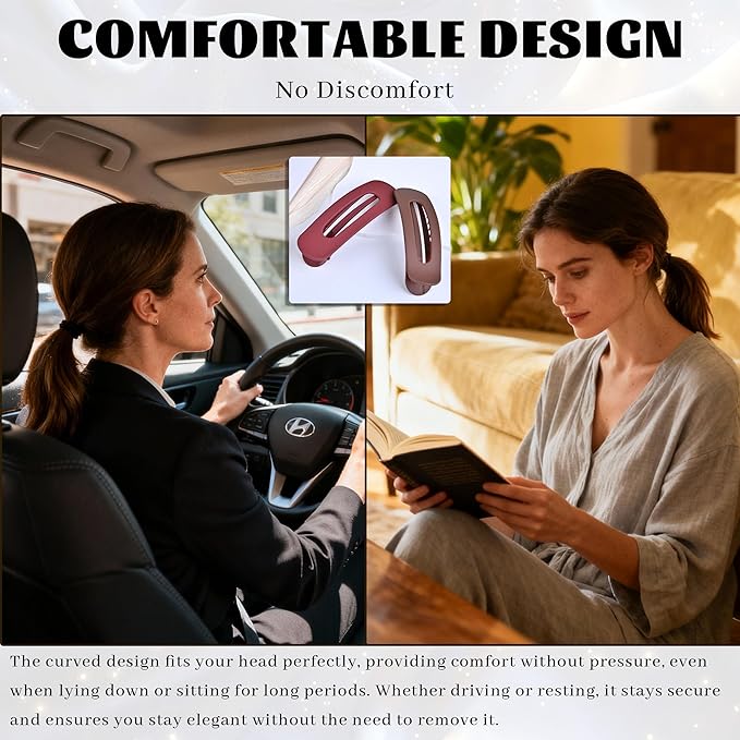 4 Pcs Flat Hair Clips for Women - Large Matte Flat Claw Clips for Thin Hair, Stylish Hair Accessories for Daily Styling, Matte Series (Deep Red, Black, Coffee, Dark Brown)