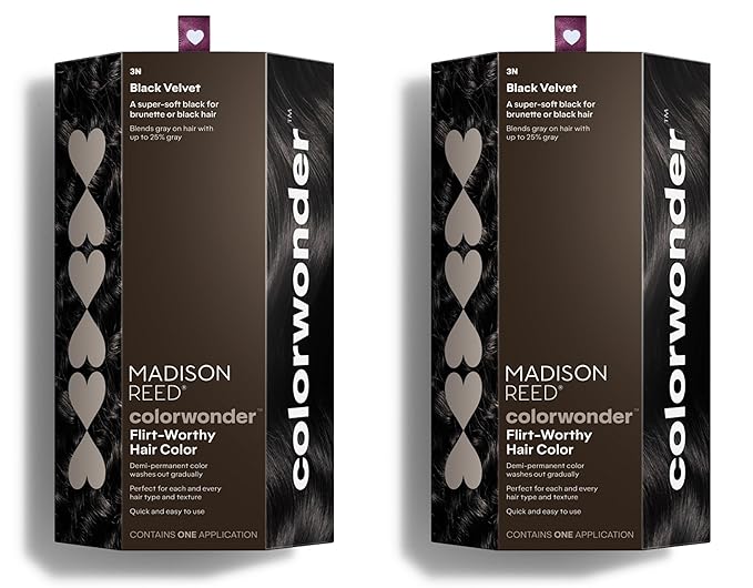 Madison Reed colorwonder Demi-Permanent Hair Color, Effortless At-Home Hair Dye, Ammonia-Free, Cruelty-Free, Black Velvet (3N Soft Black), Pack of 2