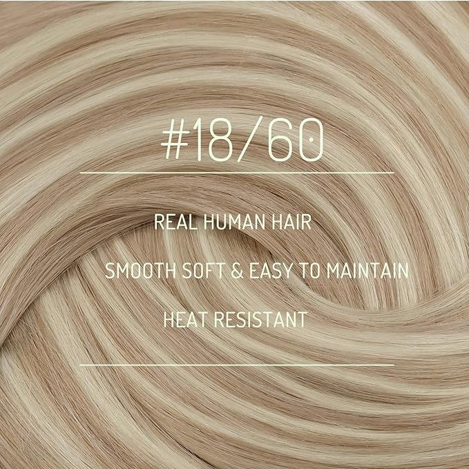 RUNATURE Blonde Clip in Hair Extensions Human Hair 18 Inch Blonde Hair Extensions Clip Ins Ash Blonde with Platinum Blonde Clip in Extensions Double Weft Real Remy Hair 120g 7pcs