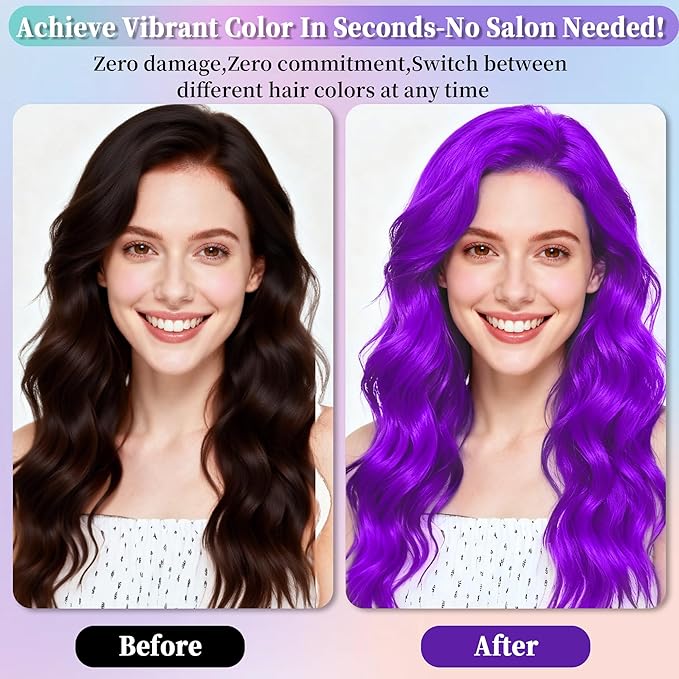 Purple Hair Spray, hair spray temporary for Women Kids Men, Washable Temporary Hair Dye Spray，Spray hair color Non-Sticky,For Cosplay Christmas Party, Halloween Crazy Hair Day (Purple, 4.06 oz)