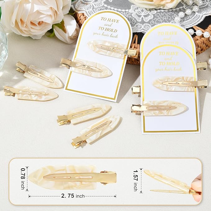 20PCS Bridesmaid Hair Clips No Bend Hair Clips Bridesmaid Hair Accessories Gifts Makeup Creaseless Glitter Hair Clip for Bride Women Girls(20Pcs/10Cards)