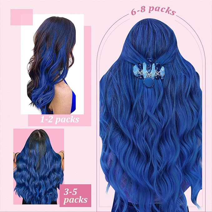 YoungSee Blue I Tips Hair Extensions 16 Inch I Tip Extensions Blue Colorful Hair Extension I Tip 40s Human Hair Extensions I Tips Experimenting with Colors for Prom 25g