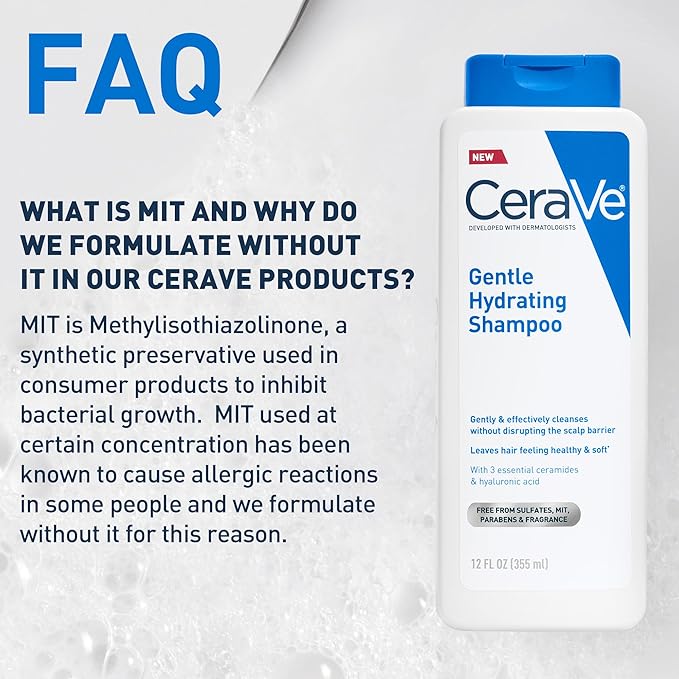 CeraVe Gentle Hydrating Shampoo, With Ceramides, Niacinamide & Hyaluronic Acid For Soft, Healthy Looking Hair & Scalp, Sulfate Free & Color Safe Shampoo, For All Hair Types, 12 Oz (Pack of 2)