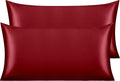 NTBAY 2 Pack Satin King Pillowcases for Hair and Skin, Luxurious and Silky Pillow Cases with Envelope Closure, 20x36 Inches, Wine Red